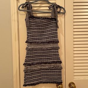 Navy Gingham Smocked Dress